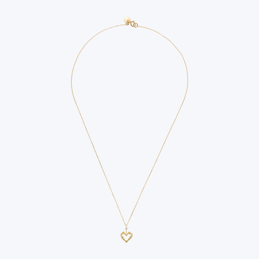 18kt Gold and Diamond Love Letter Heart Necklace - 40cm