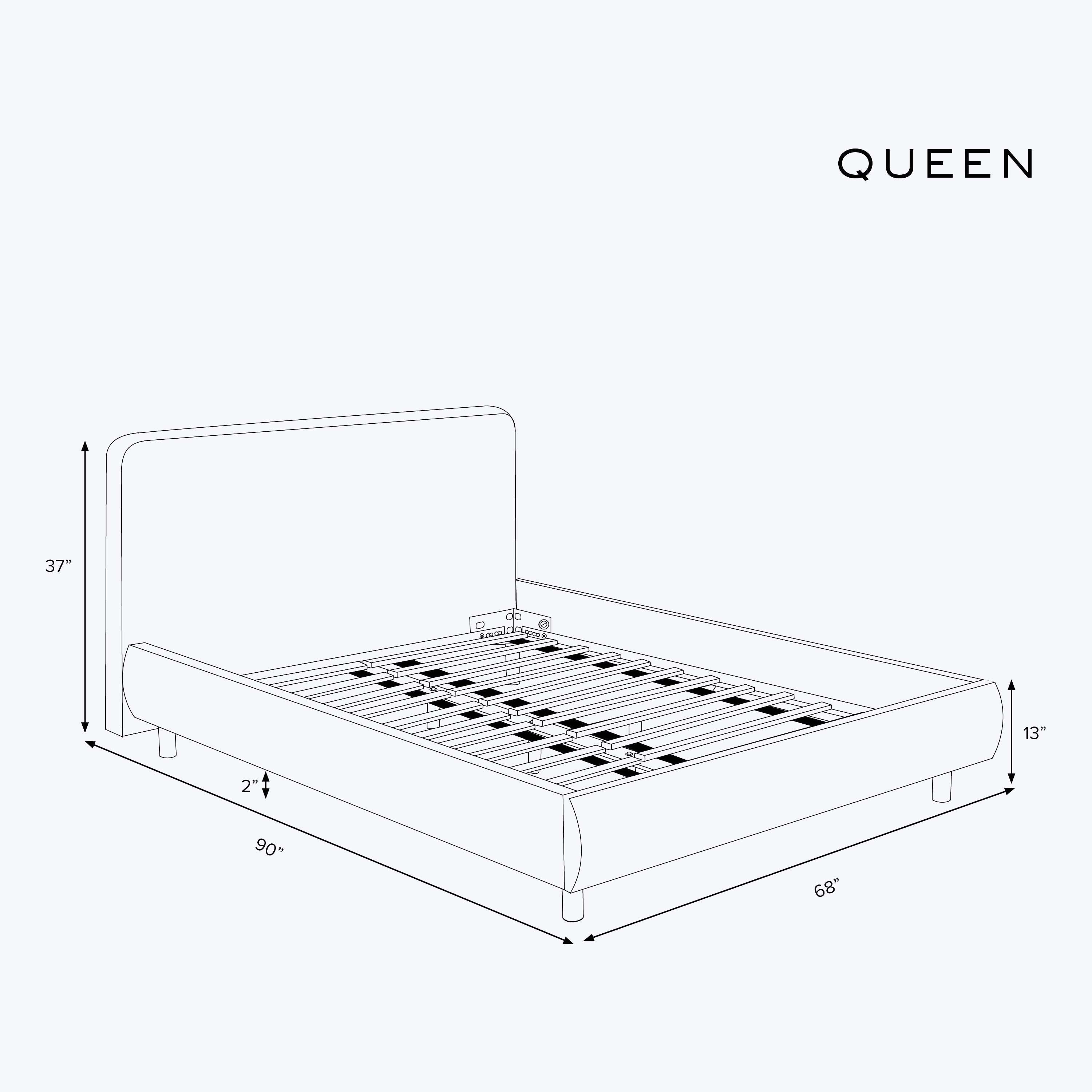 Emme Platform Bed Light Grey Velvet / Queen