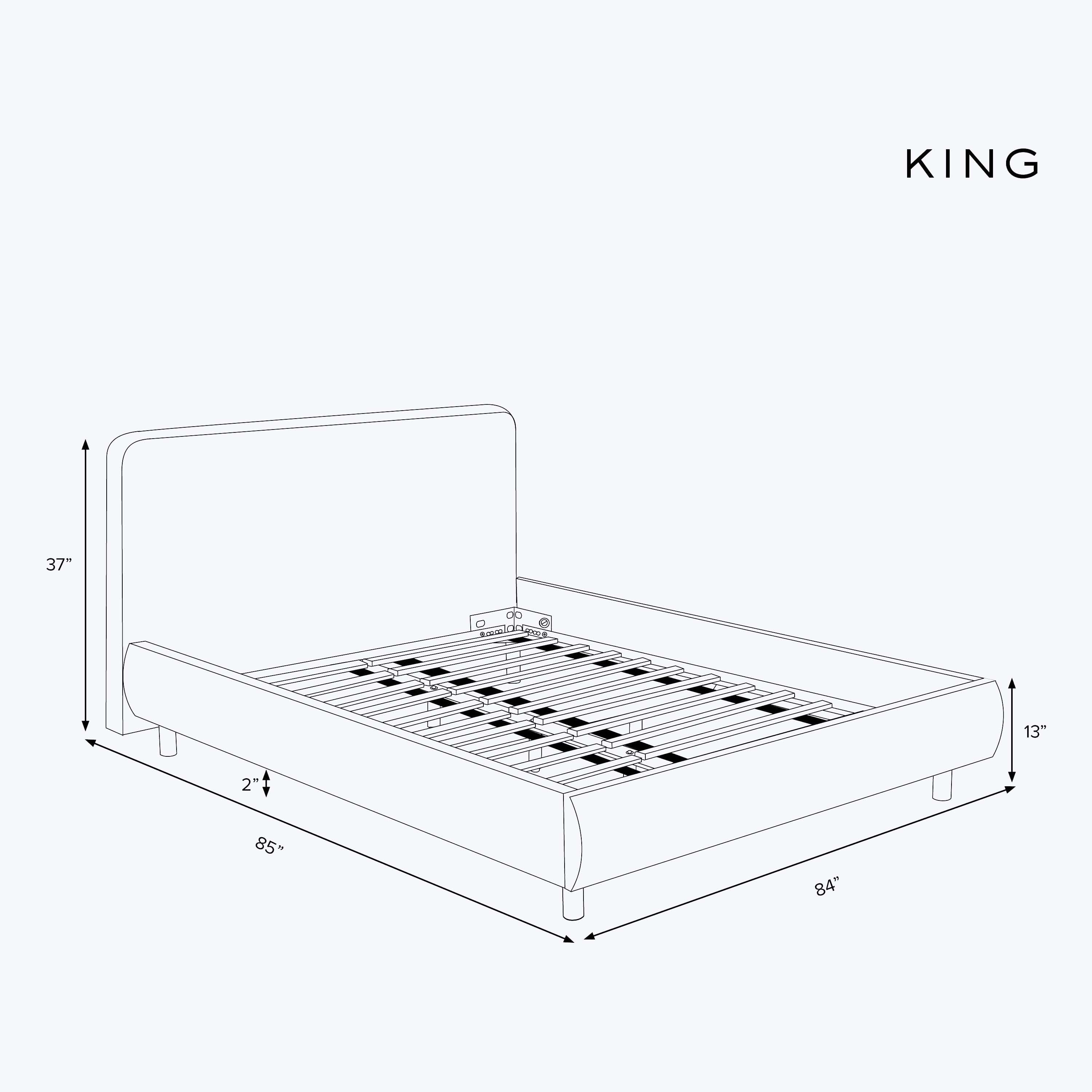 Emme Platform Bed Light Grey Velvet / King