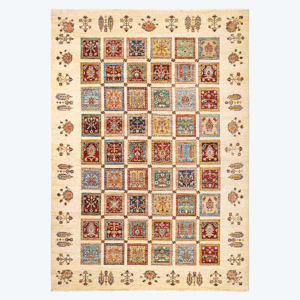 IVORY TRADITIONAL WOOL RUG - 7'  x 9' 8"