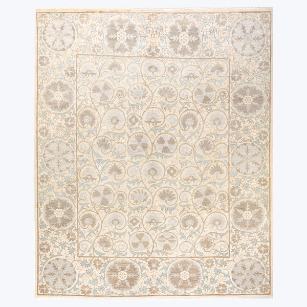 IVORY TRADITIONAL WOOL RUG - 8' 1" x 9' 9"