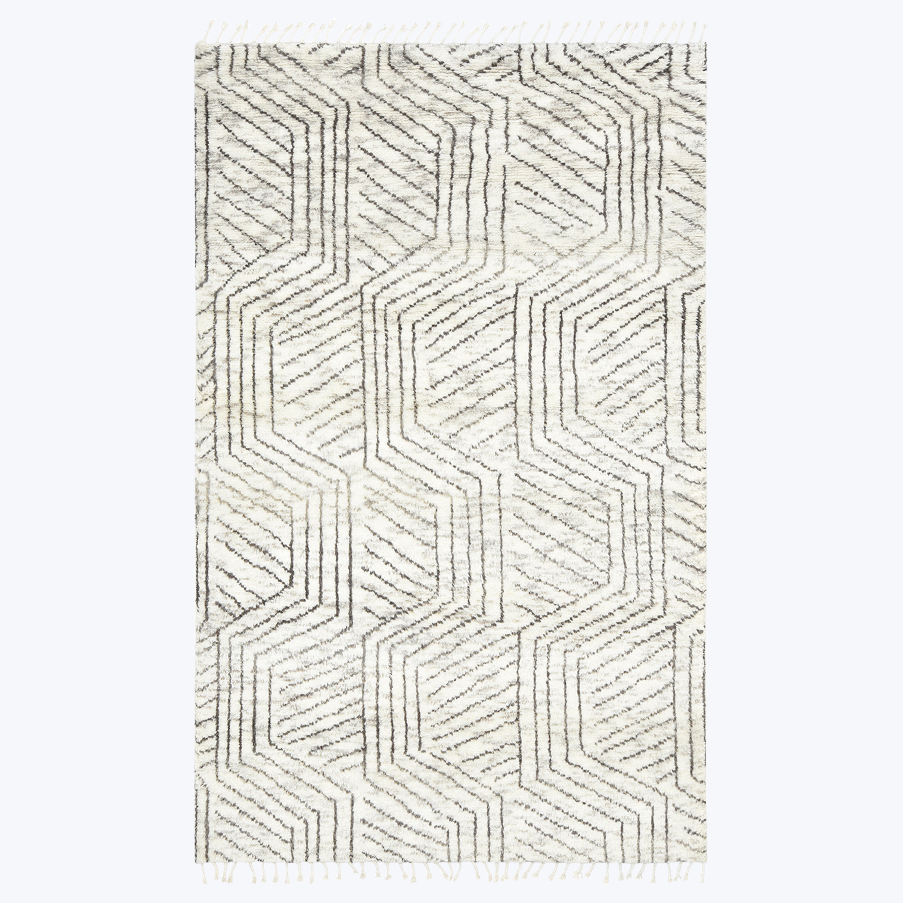 IVORY MOROCCAN WOOL COTTON BLEND RUG - 5'  x 8'