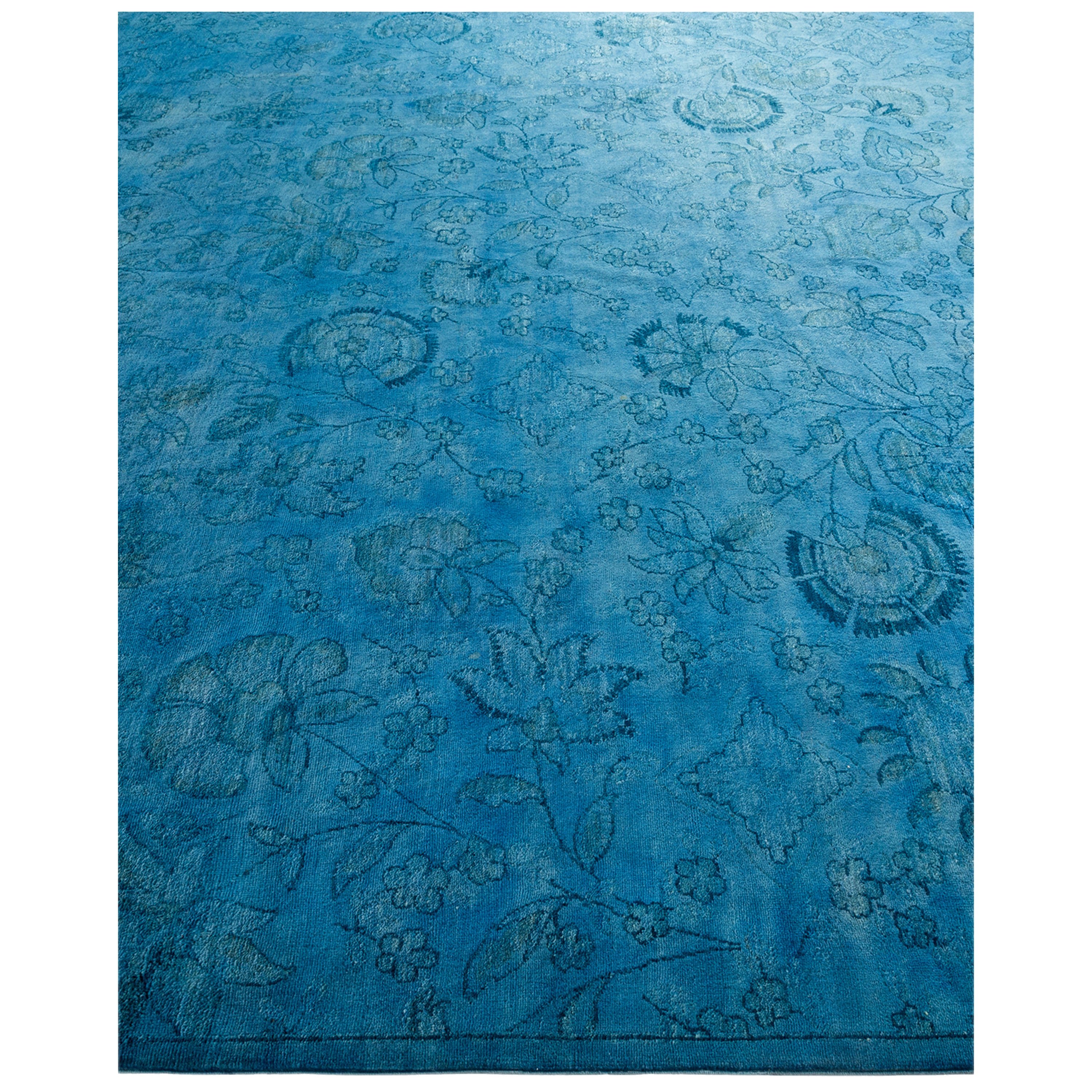Blue Overdyed Wool Rug - 8' 7" x 9' 0"