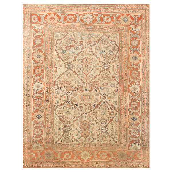 Red Antique Traditional Persian Sultanabad Rug - 8'10" x 12'