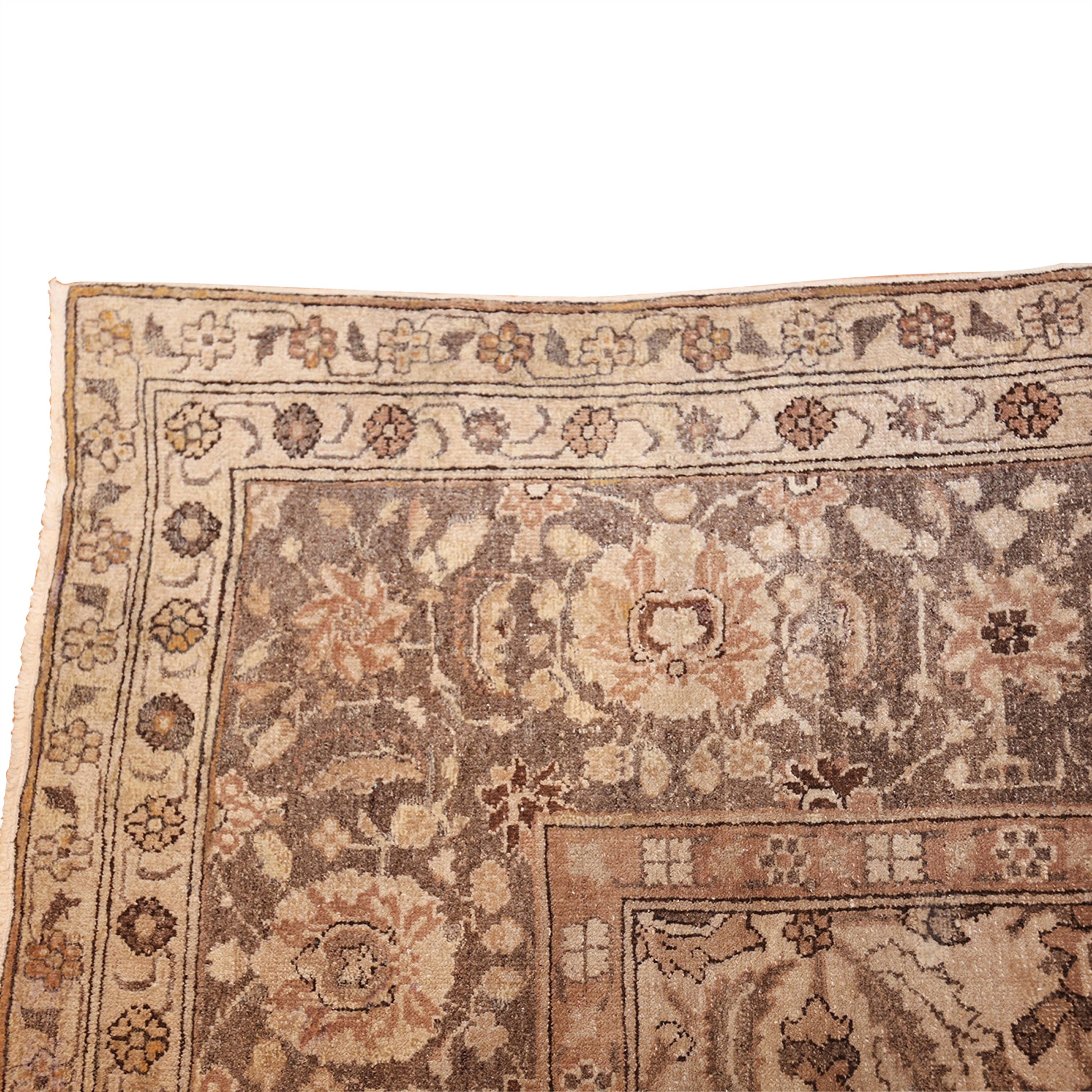 Brown Antique Traditional Indian Agra Rug - 10'3" x 10'5"