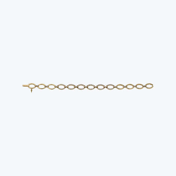 14K Yellow Gold And Diamond Chain Bracelet 1.60 Cts. 7"