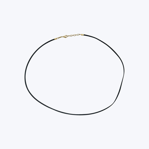 14K Yellow Gold Black Leather Cord Necklace 16"