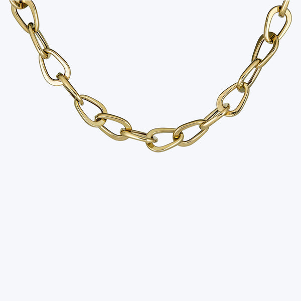 14K Yellow Gold Modern Link Necklace 18"