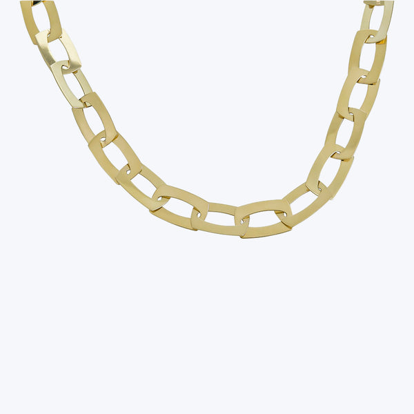 14K Yellow Gold Flat #3 Link Necklace 16"