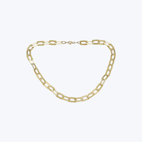 14K Yellow Gold Flat #3 Link Necklace 16"