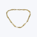 14K Yellow Gold Paper Clip And Barrel Link Necklace 18"