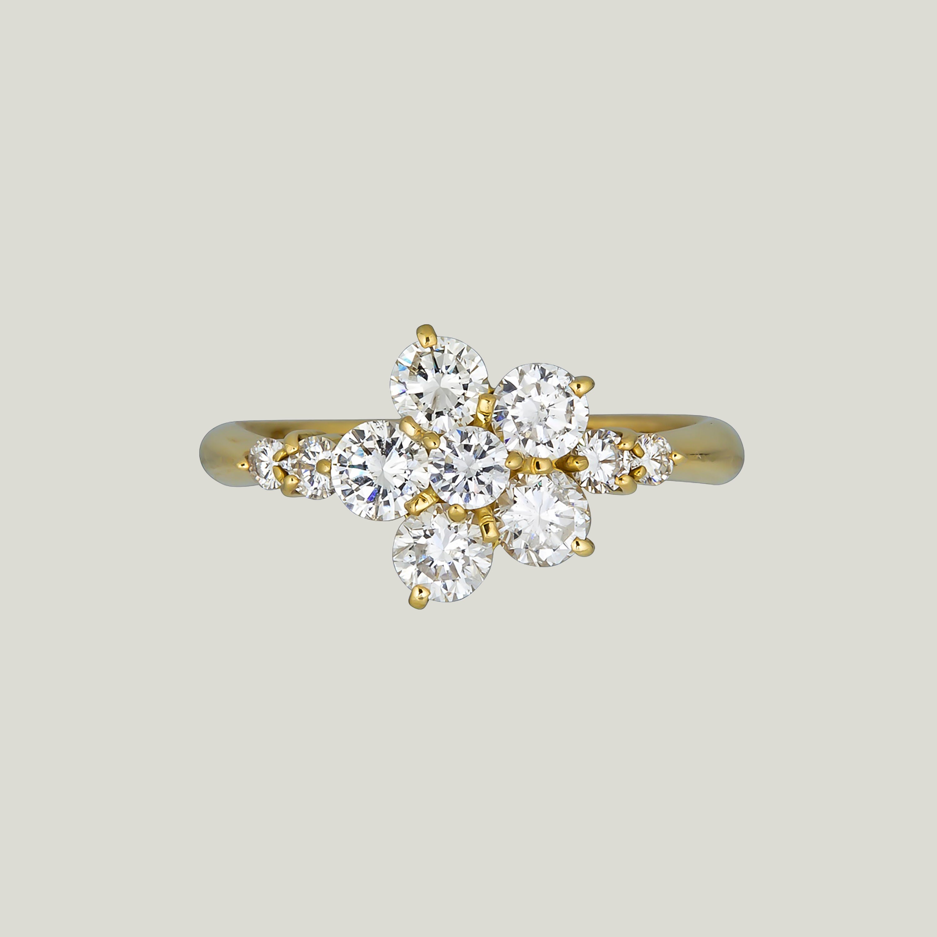 18K Yellow Gold 1.04 ct. Diamond Flower Ring – abc carpet & home