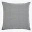 Minimalistic gray throw pillow with linen-like texture and simple hem.