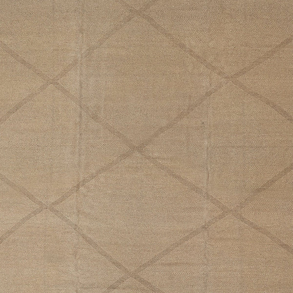 Quilted beige fabric with a symmetrical diamond pattern stitched lines.