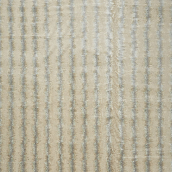 Neutral beige fabric with soft vertical silver-striped pattern and plush texture.