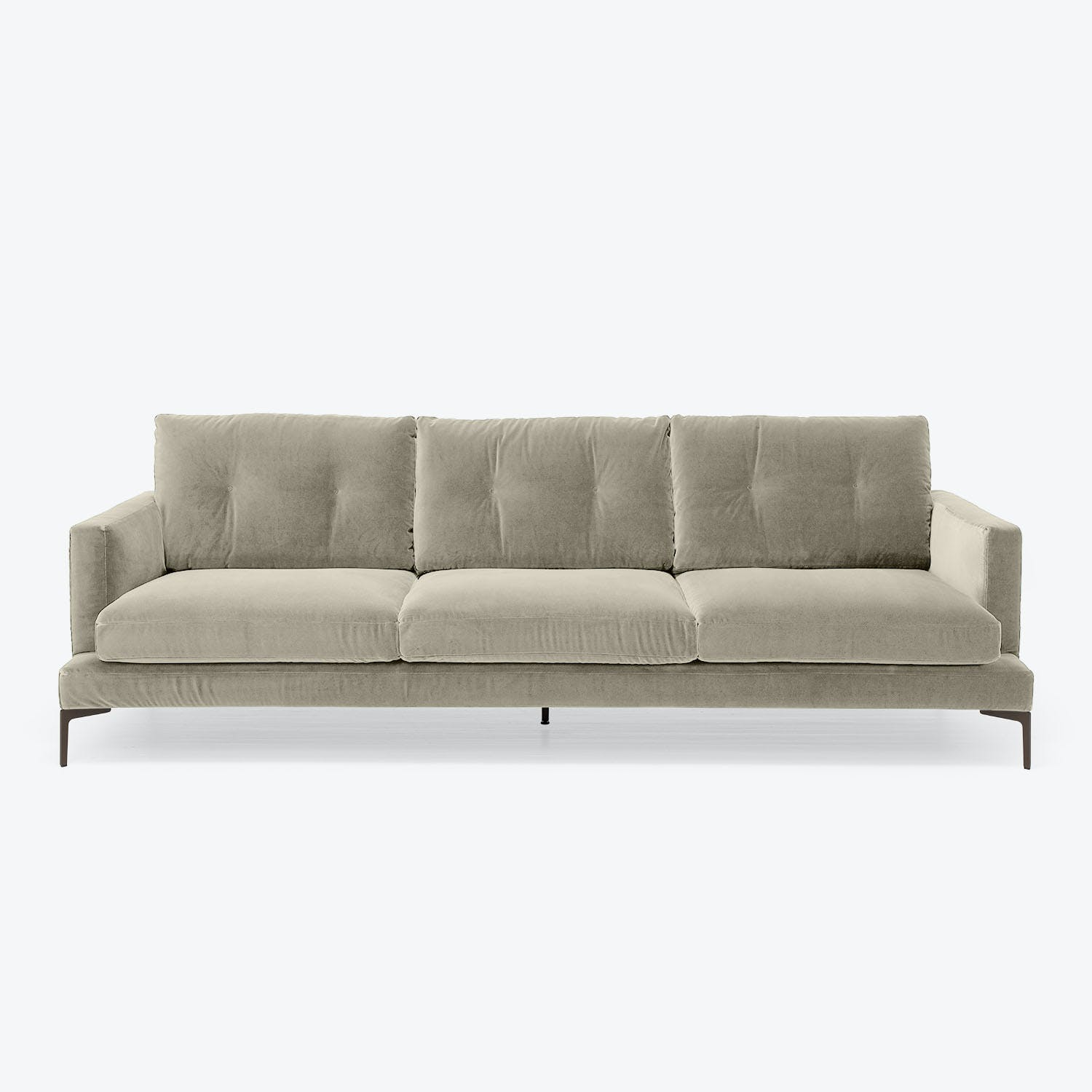 Modern, minimalist sofa with plush cushions and sleek design
