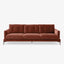 Contemporary three-seater sofa in terracotta upholstery exudes warmth and comfort.