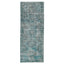 Vintage-style rectangular area rug in faded teal with abstract pattern