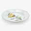 Handcrafted circular plate with a simple floral illustration centerpiece.