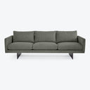 Modern gray sofa with clean lines and minimalist design showcased.