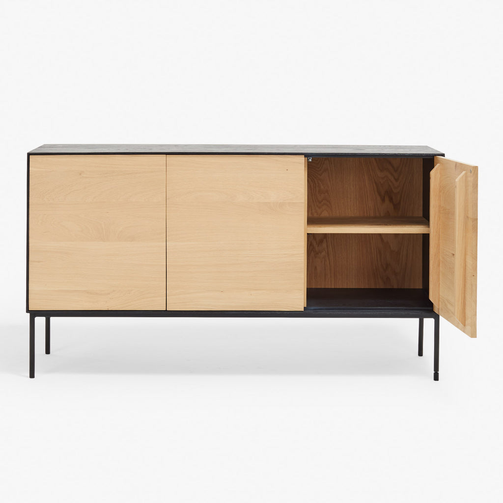 Modern sideboard with minimalist design, light wood finish, and sleek silhouette.