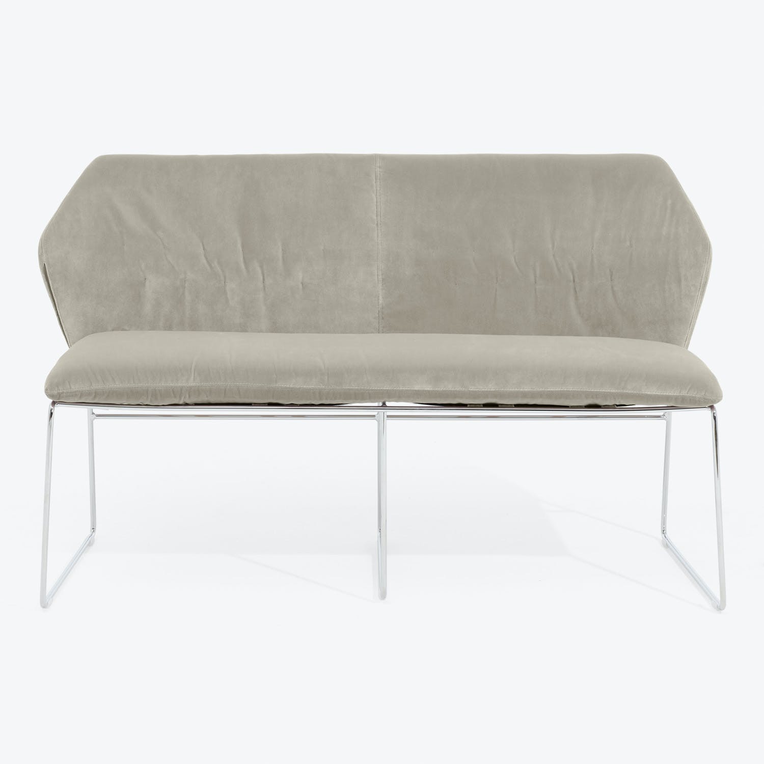 Modern-style minimalist sofa with sleek metallic frame and seamless design.