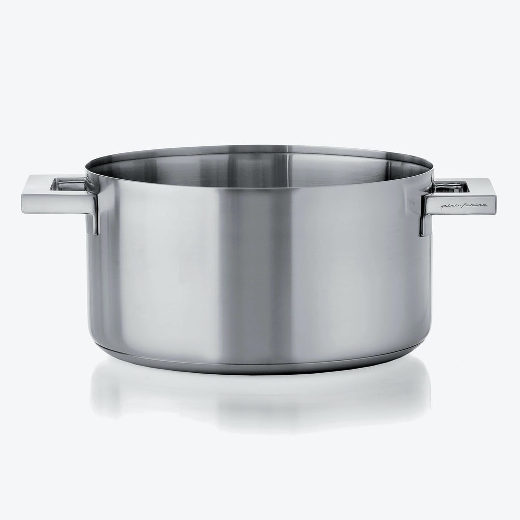 New stainless steel pot with simple design and durable handles.