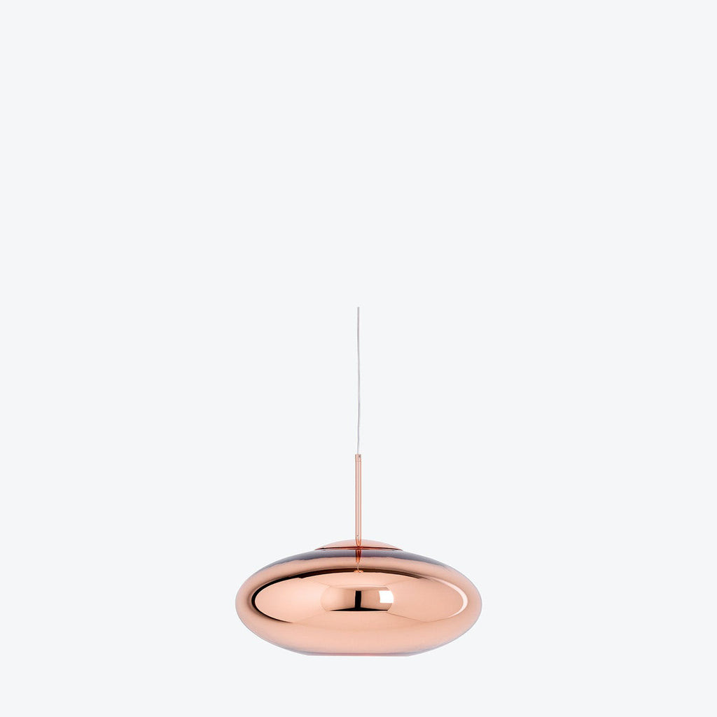 Stylish copper pendant light with sleek design and minimalist appeal.