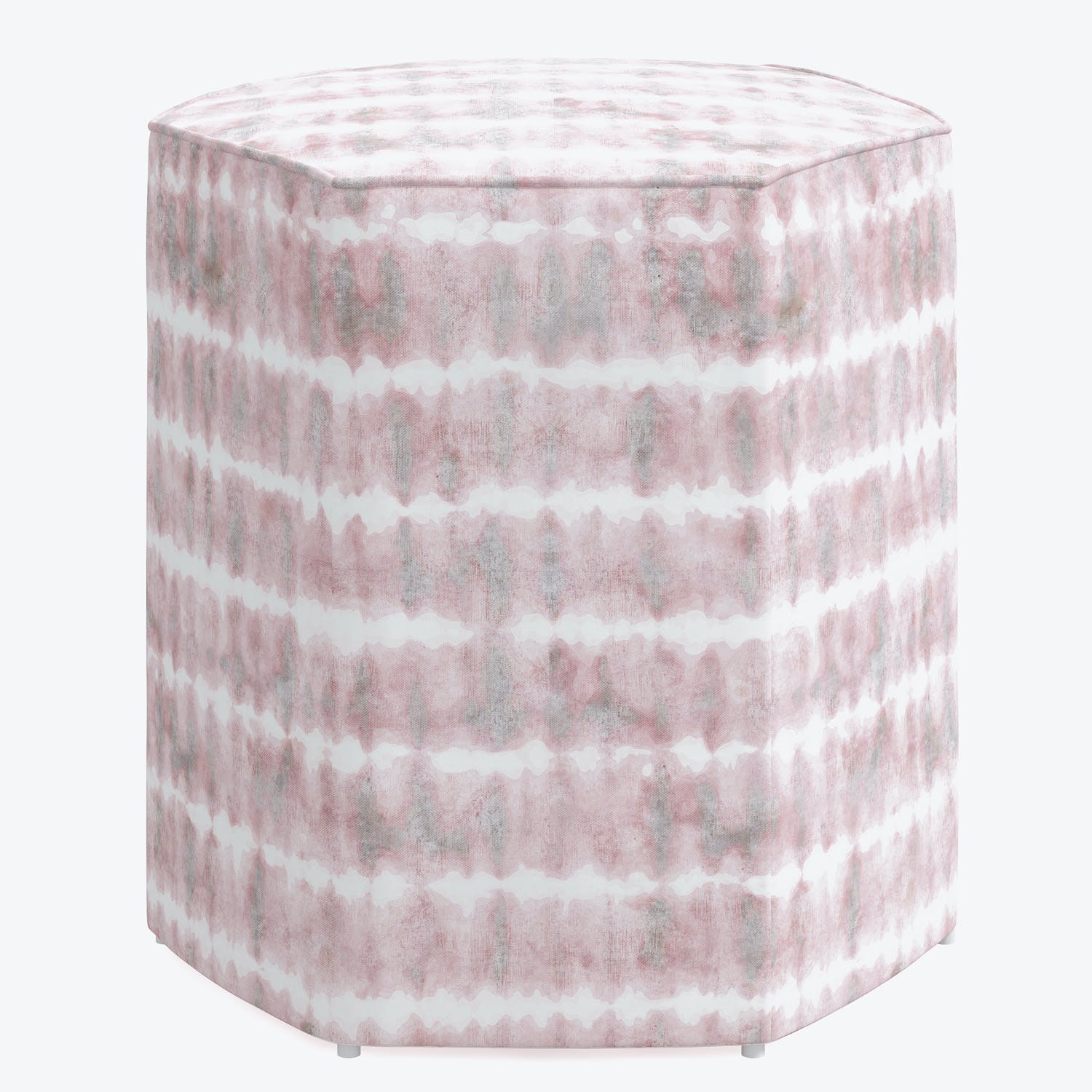 Soft, patterned ottoman adds a touch of color to room.