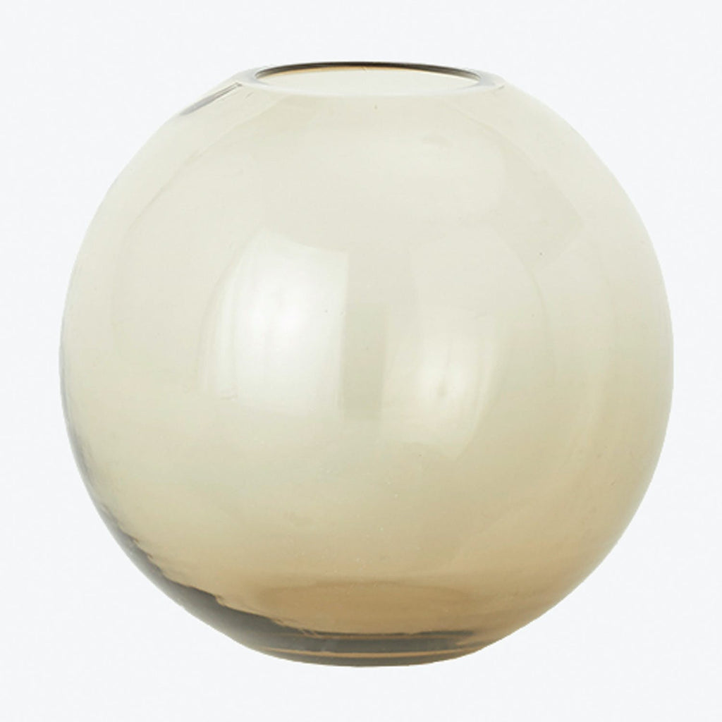 A translucent glass vase with a delicate, glossy appearance.