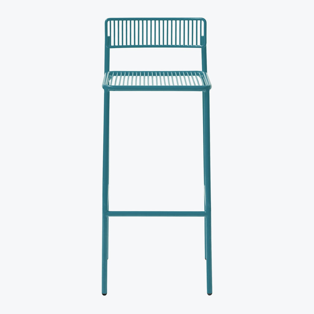 Teal high-stool chair with a simple design for versatile use.