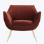 Chic and sophisticated armchair with plush velvet upholstery and metallic legs.