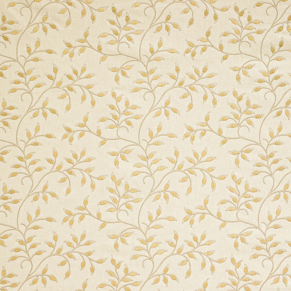 Elegant golden plant motif wallpaper adds a touch of nature-inspired luxury.