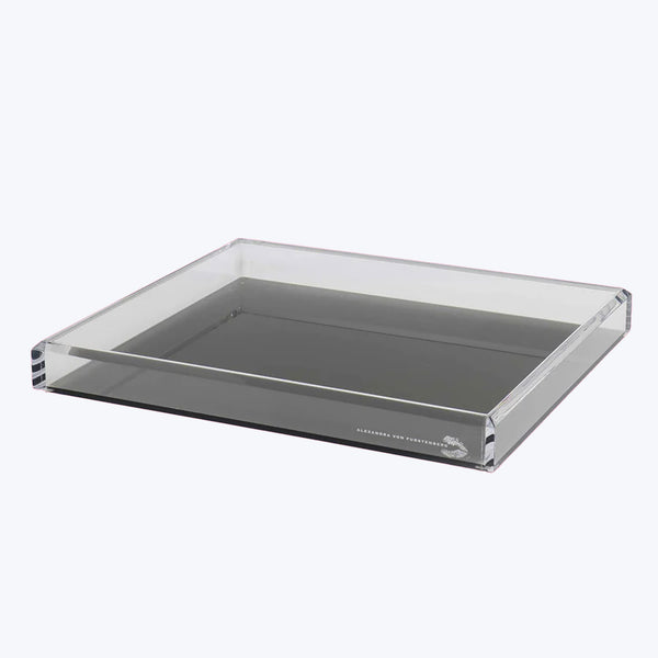 Elegant and luxurious mirrored tray with sleek modern design.