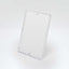 Clear acrylic L-shaped sign holder with notches for secure display.