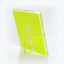 Neon green acrylic display stand with sturdy construction and bolts.