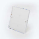 Square-shaped transparent lid with clear hinge and decorative detailing.
