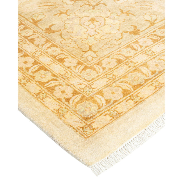 An elegant cream and gold carpet with timeless traditional motifs.