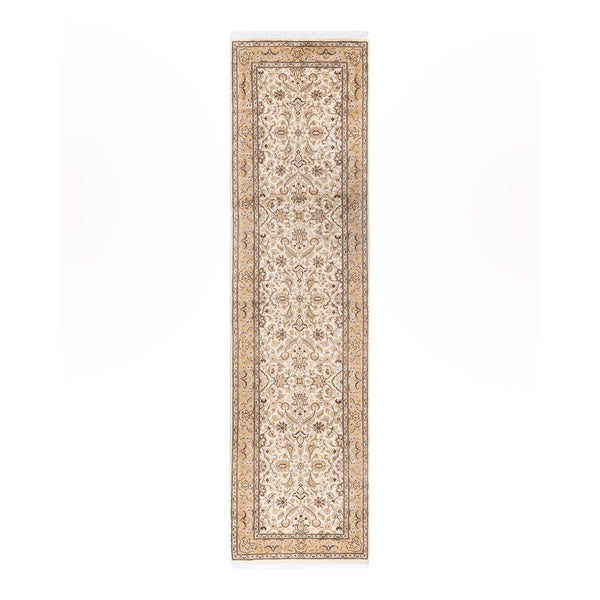 Ornate cream rug with intricate floral motifs in Persian style