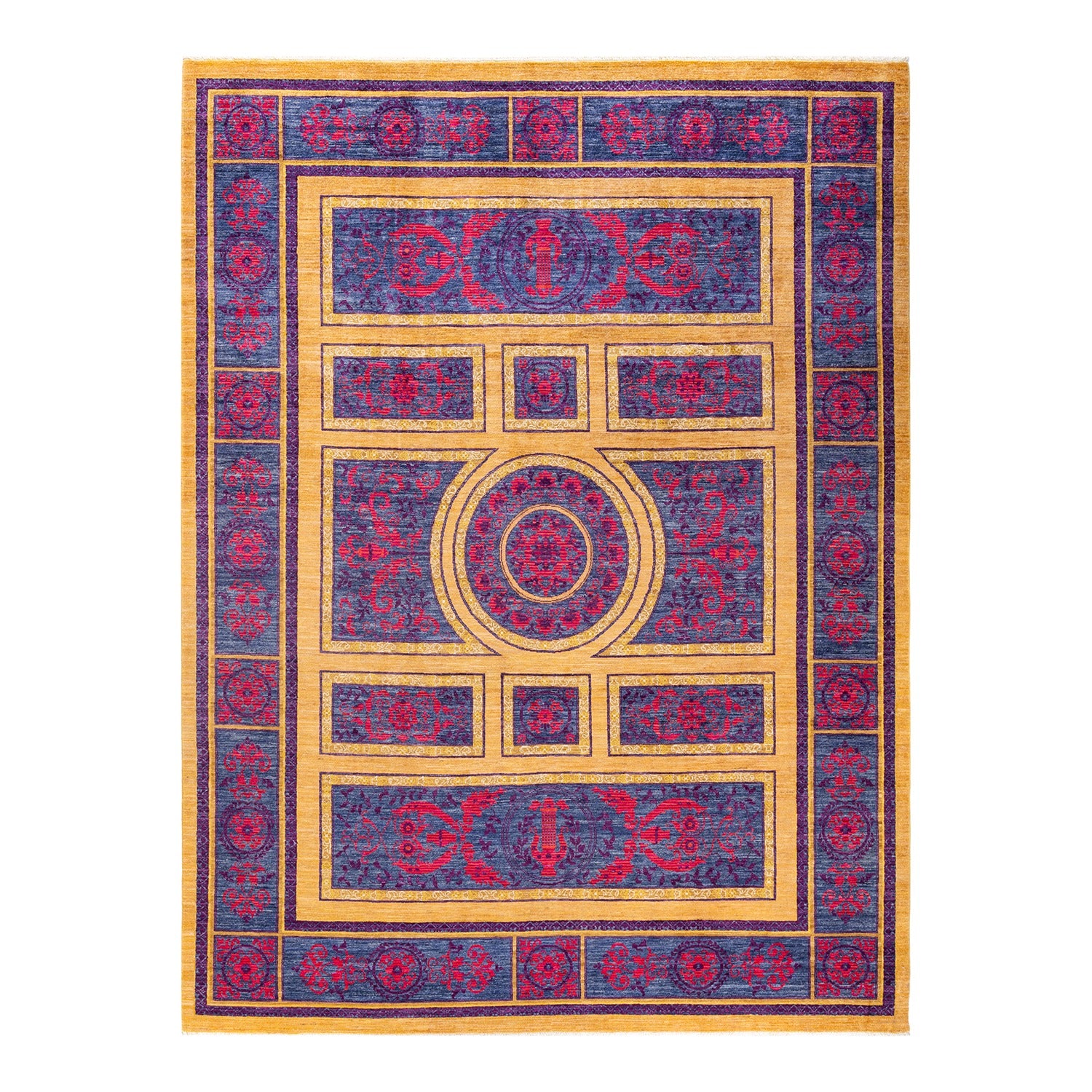 Intricate Middle Eastern/South Asian rug with symmetrical geometric pattern