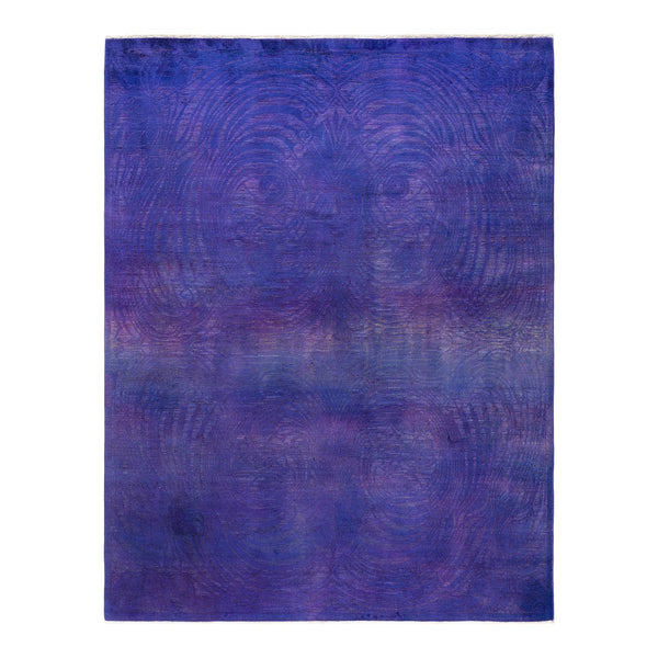 Abstract artwork with vibrant blue and purple hues, evoking rippling water.