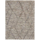 Contemporary rug with textured, mottled appearance showcasing elegant geometric design.