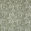 Traditional, textured fabric with intricate botanical motifs on green background.