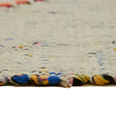 Close-up view of a textured, sturdy rug with colorful loops.