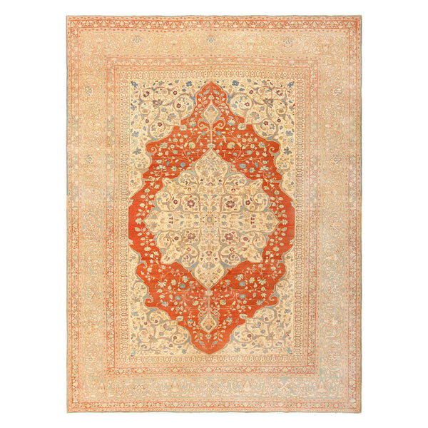 Intricately designed Persian rug with warm colors exuding elegance.