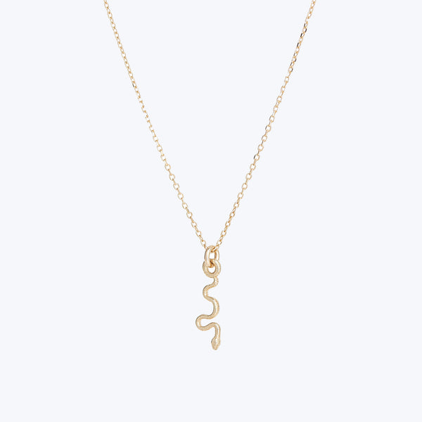 Itty Bitty Snake Charm Necklace-14k Gold