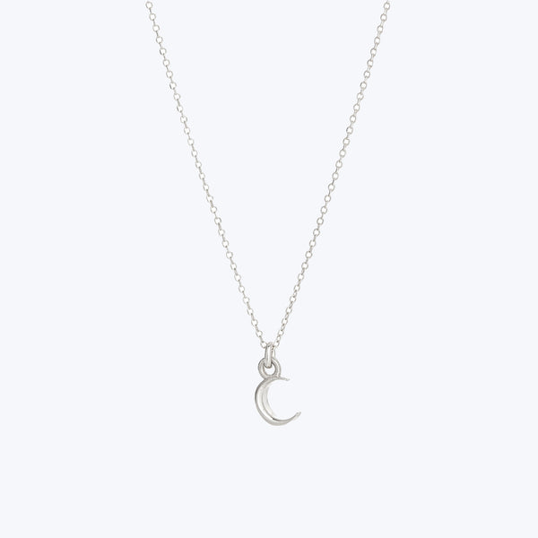 Itty Bitty Crescent Moon Charm Necklace-Sterling Silver
