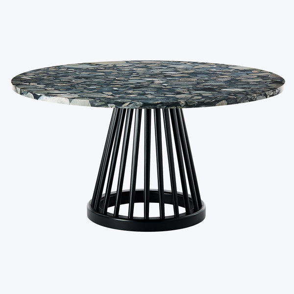 Fan Table-Black-Pebble Marble-35"