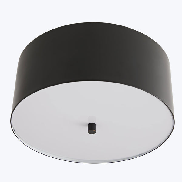 Modern ceiling lamp with black and white minimalist design.