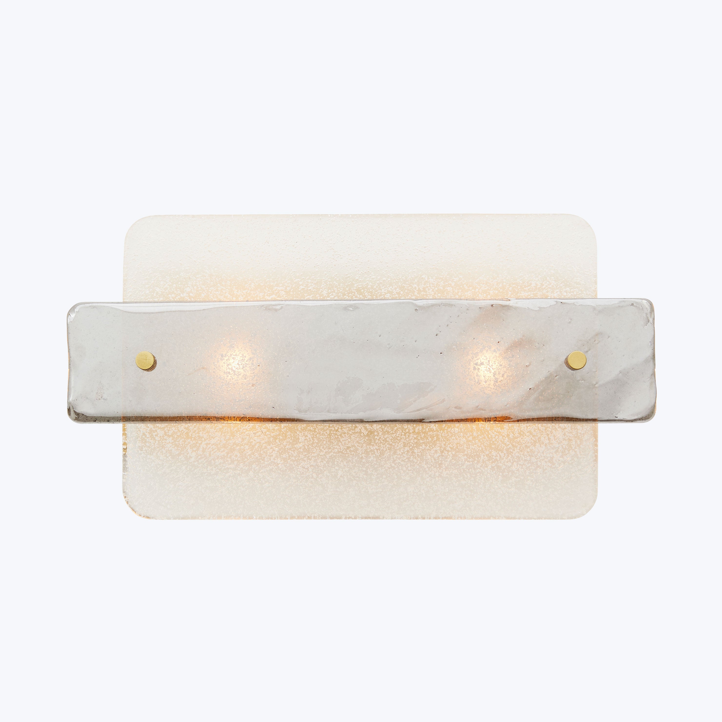 Minimalist rectangular frosted glass wall lamp emitting warm ambient glow.